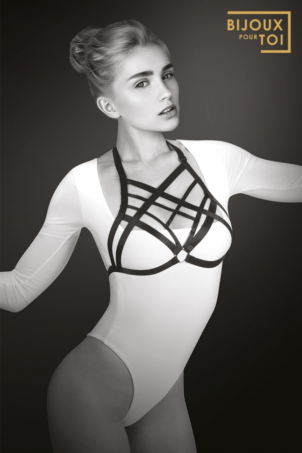 Harnais de corps élastique femme - Lanières noires