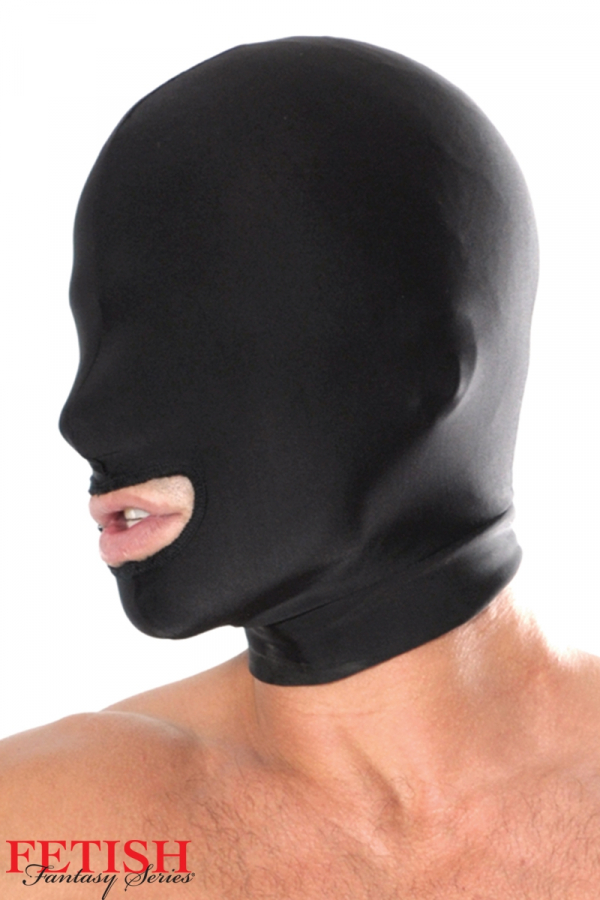 Cagoule spandex noire - Bouche ouverte
