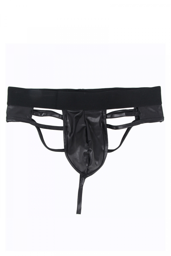 String homme noir - Wetlook élastique – Image 3